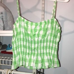 Urban Outfitters green and white plaid cami top